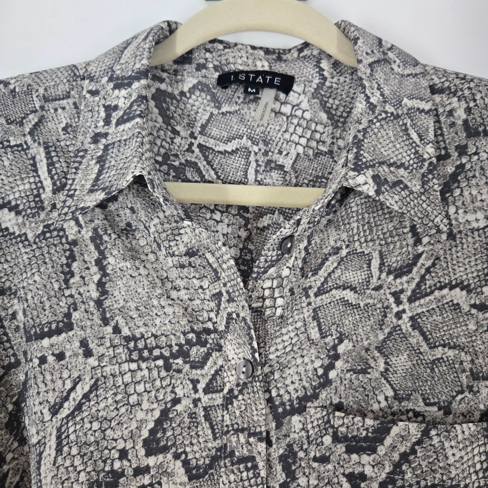 1. State Snakeskin Print Button Front Maxi Shirt Dress Women’s Size Medium NEW