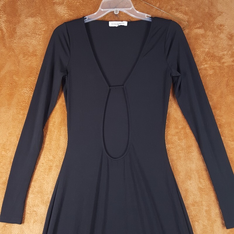 WEWOREWHAT Dress Womens XS Black Pullover Long Sleeve Cut Out Maxi Stretch $148
