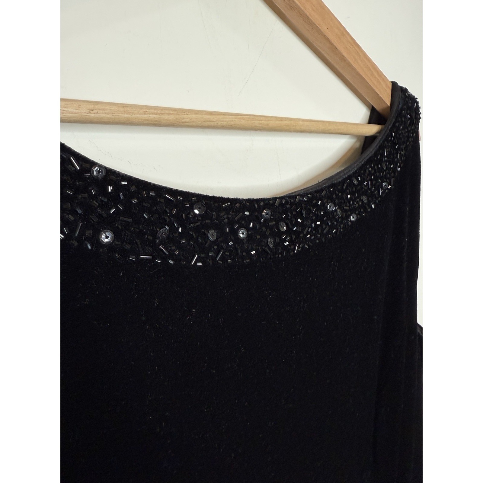 Jessica Howard Velvet Beaded Formal Maxi Dress 12 Black Sleeveless Long Mother