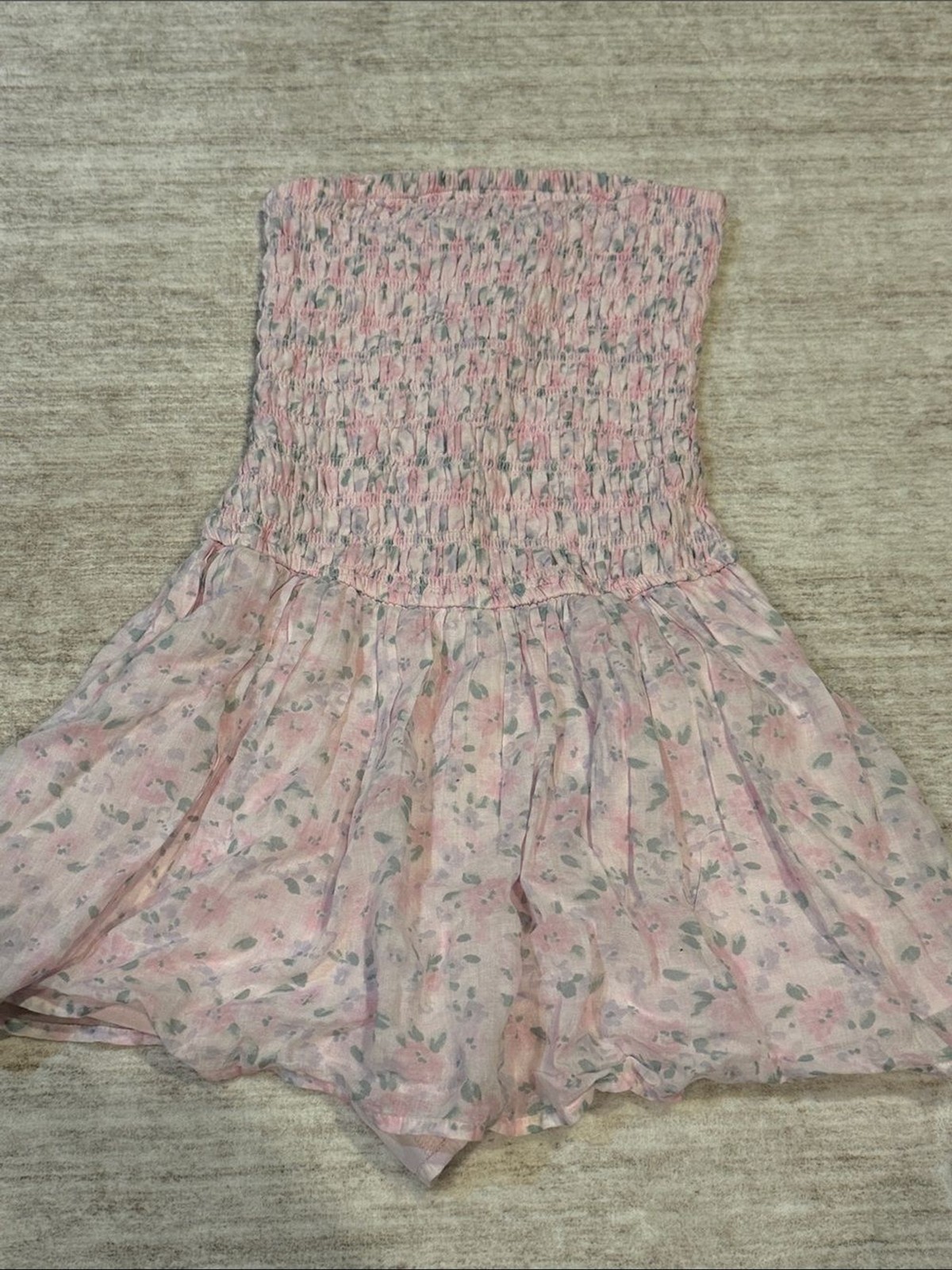 Hollister Pink Floral Smocked Sundress Romper