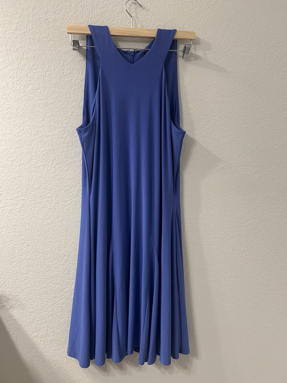 RALPH LAUREN DRESS L PERIWINKLE SLEEVELESS LARGE PLEATS ON SKIRT