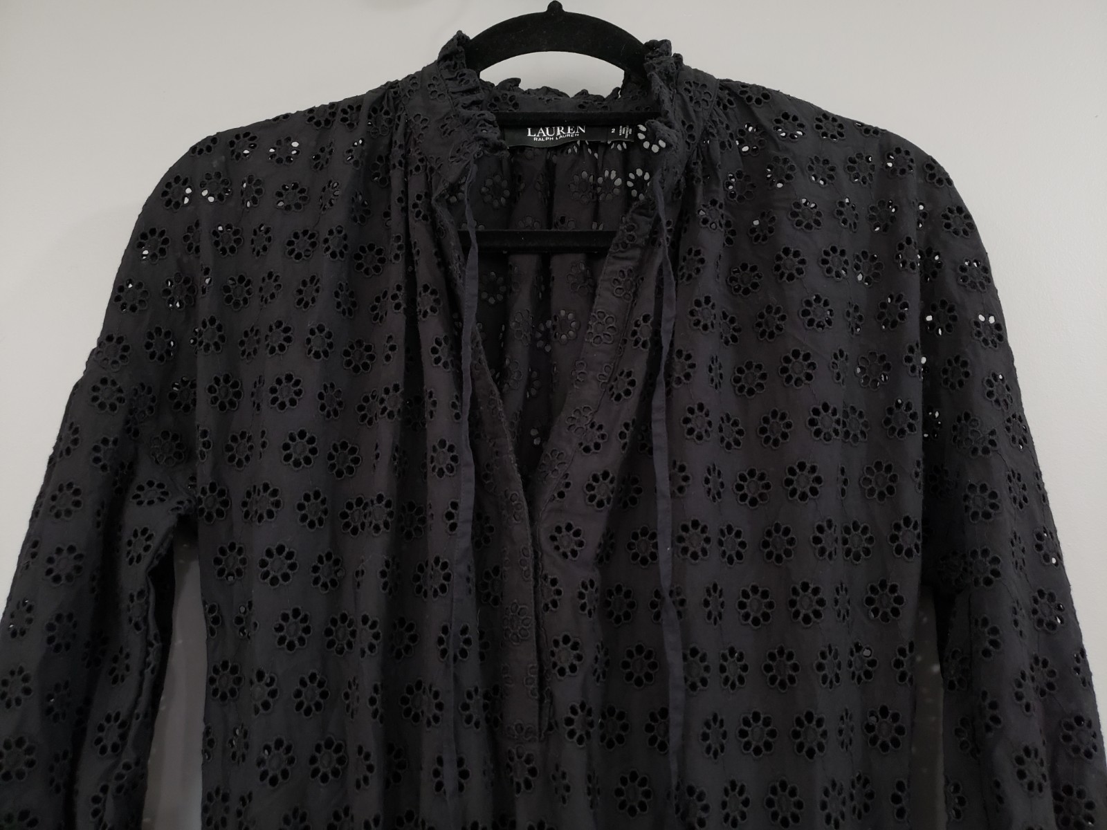 2022 SAMPLE NEVER WORN SIZE SMALL Lauren Ralph Black Eyelet Midi Dress Boho