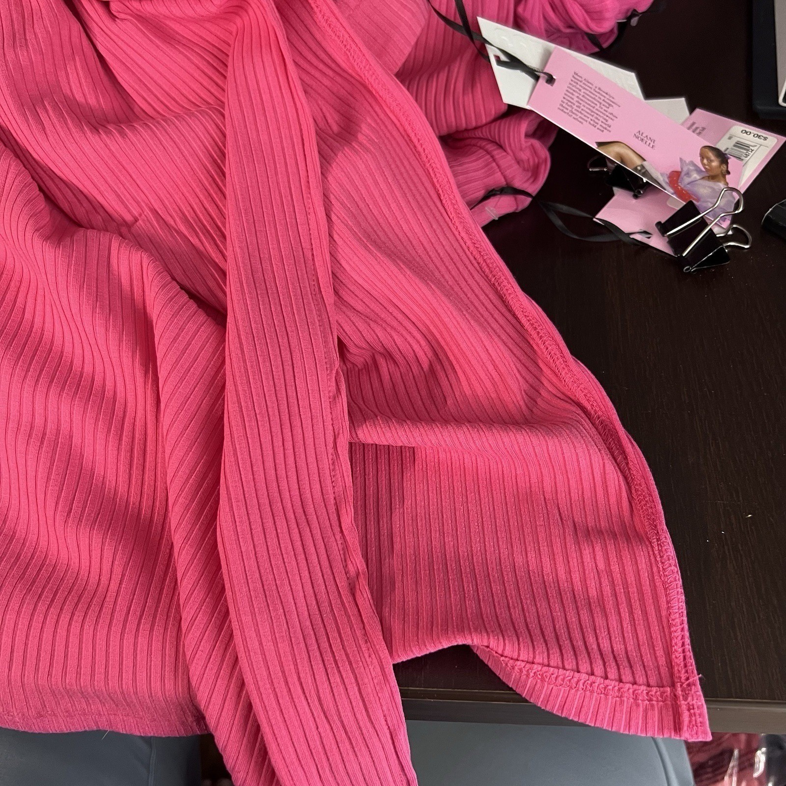 Future Collective Ribbed Halter Midi Dress Pink Size Large NWT Bodycon