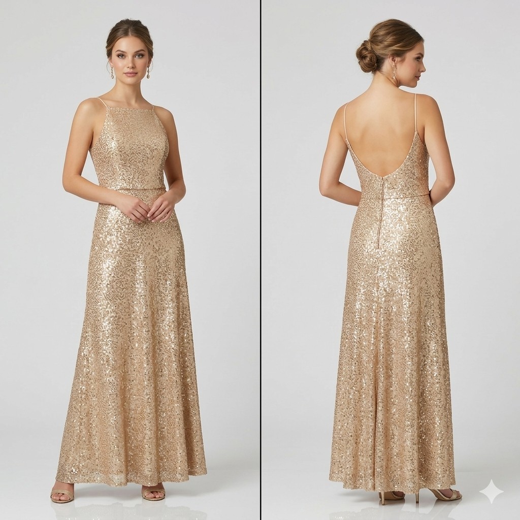 Morilee Madeline Gardner Gold Sequin Formal Gown Bridal Wedding Dress Sz 20
