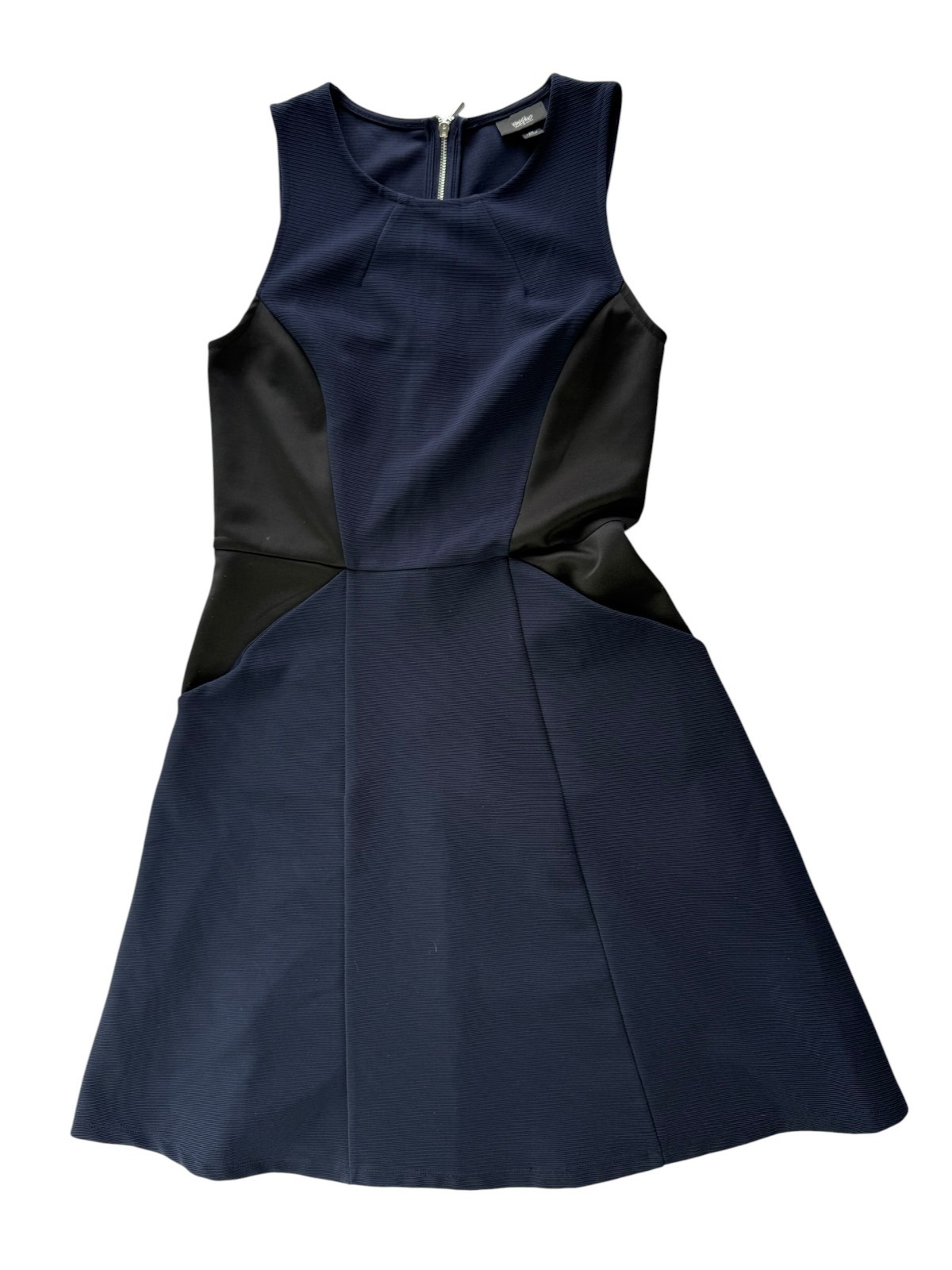 MOSSIMO Dress Black / Dark Blue. Ribbed Texture. Pockets. Stretch. Back Zipper