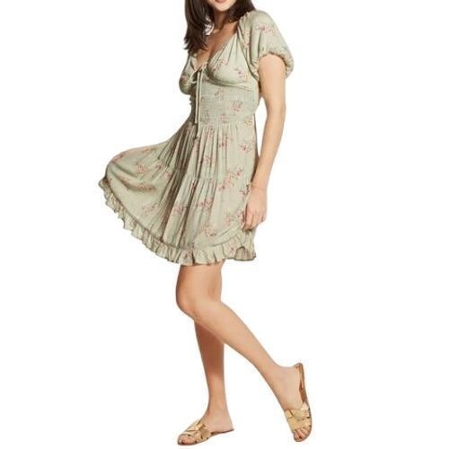 WISHLIST APPAREL Floral Open Back Tiered Mini Dress Multicolor Size Medium NWOT