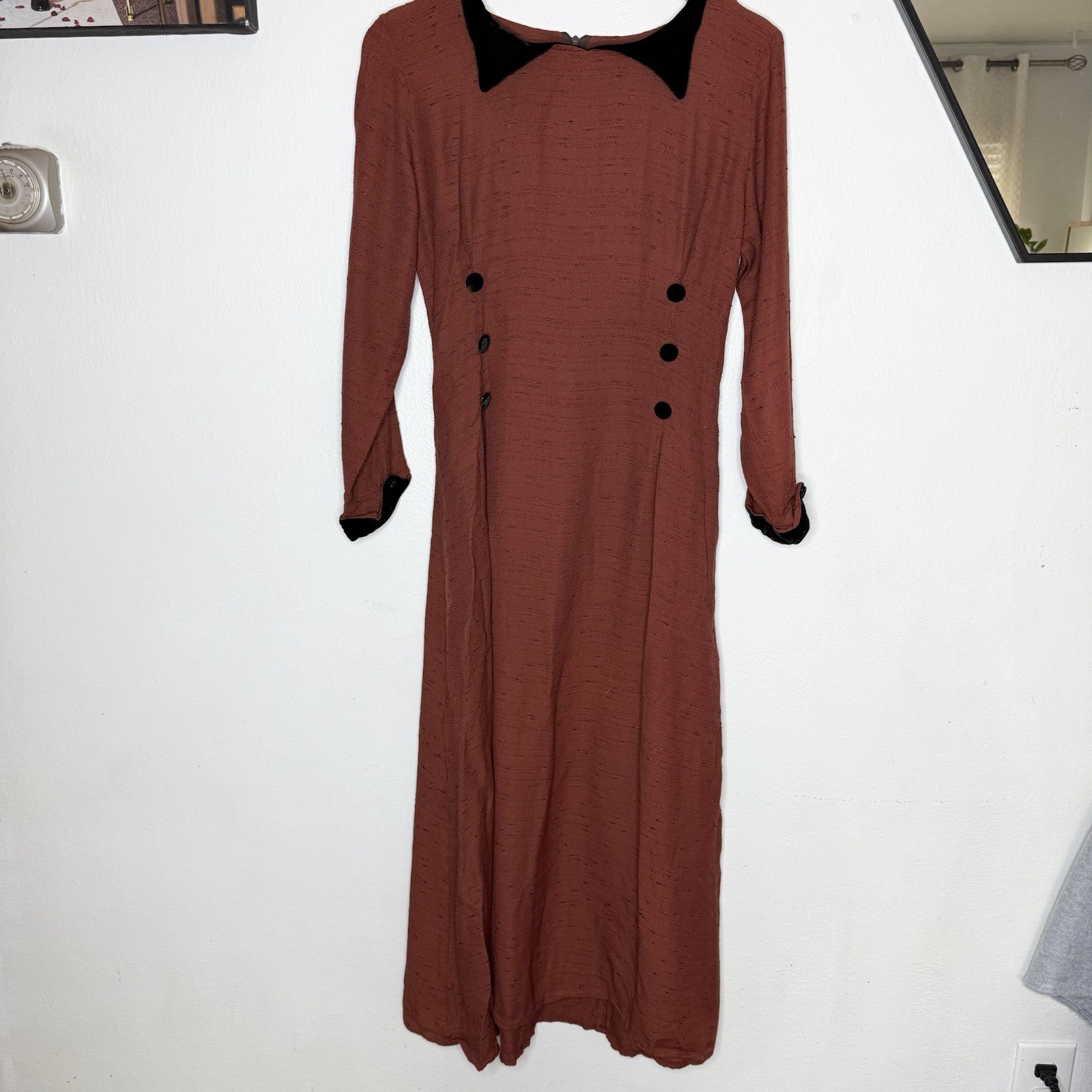 Hanna For La Journee Retro Rockabilly Long Sleeve Dress Velvet Details