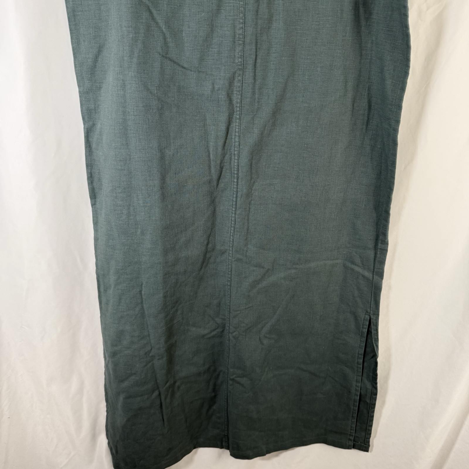 Original TY Wear Linen Blend Maxi Dress Womens 16 Green Sleeveless Vneck Pockets