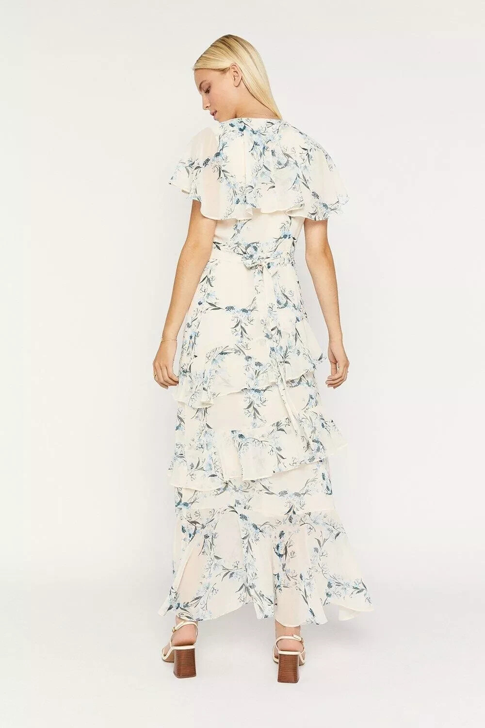 OASIS BEAUTIFUL FLORAL FLOATY RUFFLE DRESS NEW SIZE 12