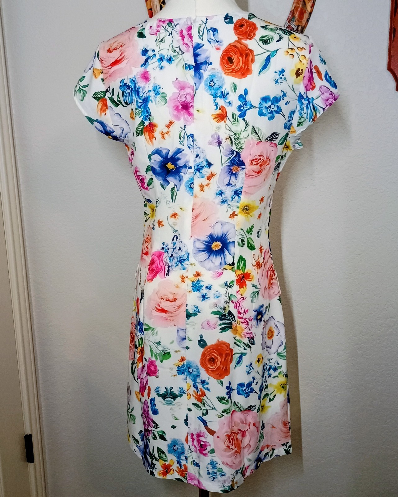 Mod Boutique Colorful Flower Mini Shift Dress Small Unique Boho Chic Spring