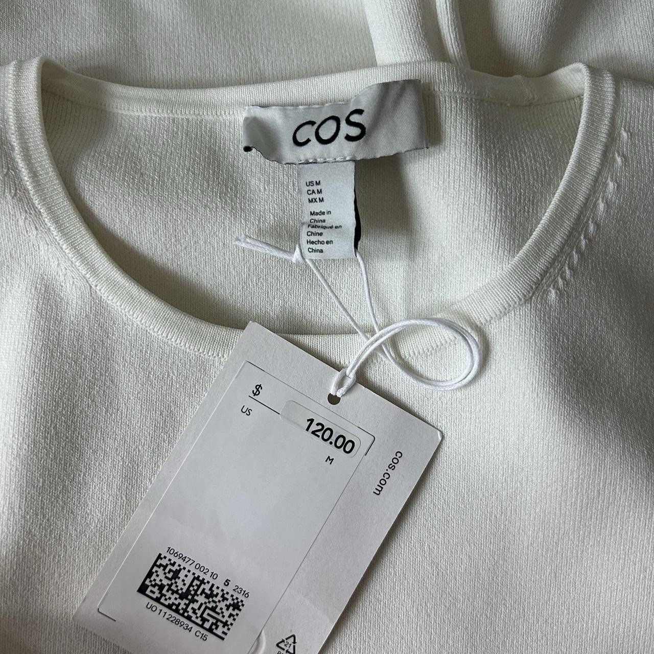 NWT COS White Sleeveless Knit Knee Length Dress Size M
