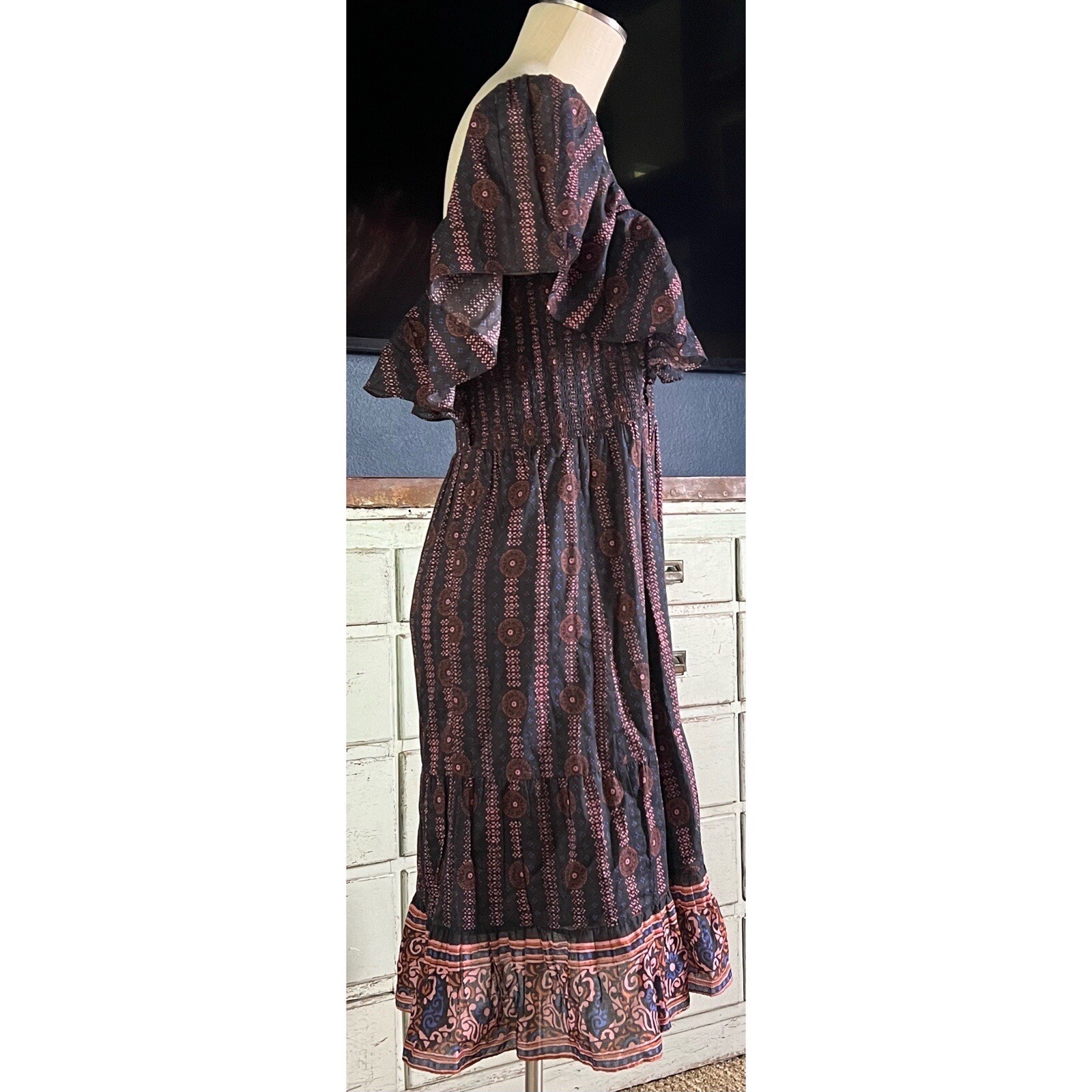 New $475 Figue Estelle Striped Floral Midi Dress XL