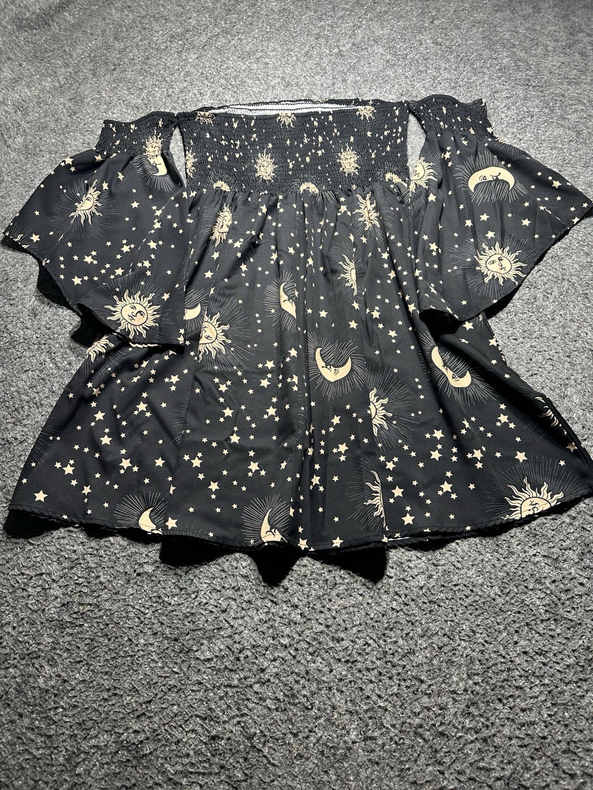 Romwe Dress Celestial Multi Stars Design Metallic Off The Shoulder Women L
