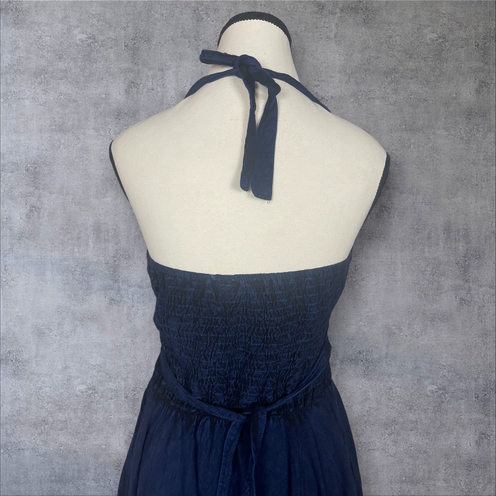 Boho Halter Handkerchief Hem Midi Dress Embroidered Lace Fairy Cottage Whimsical