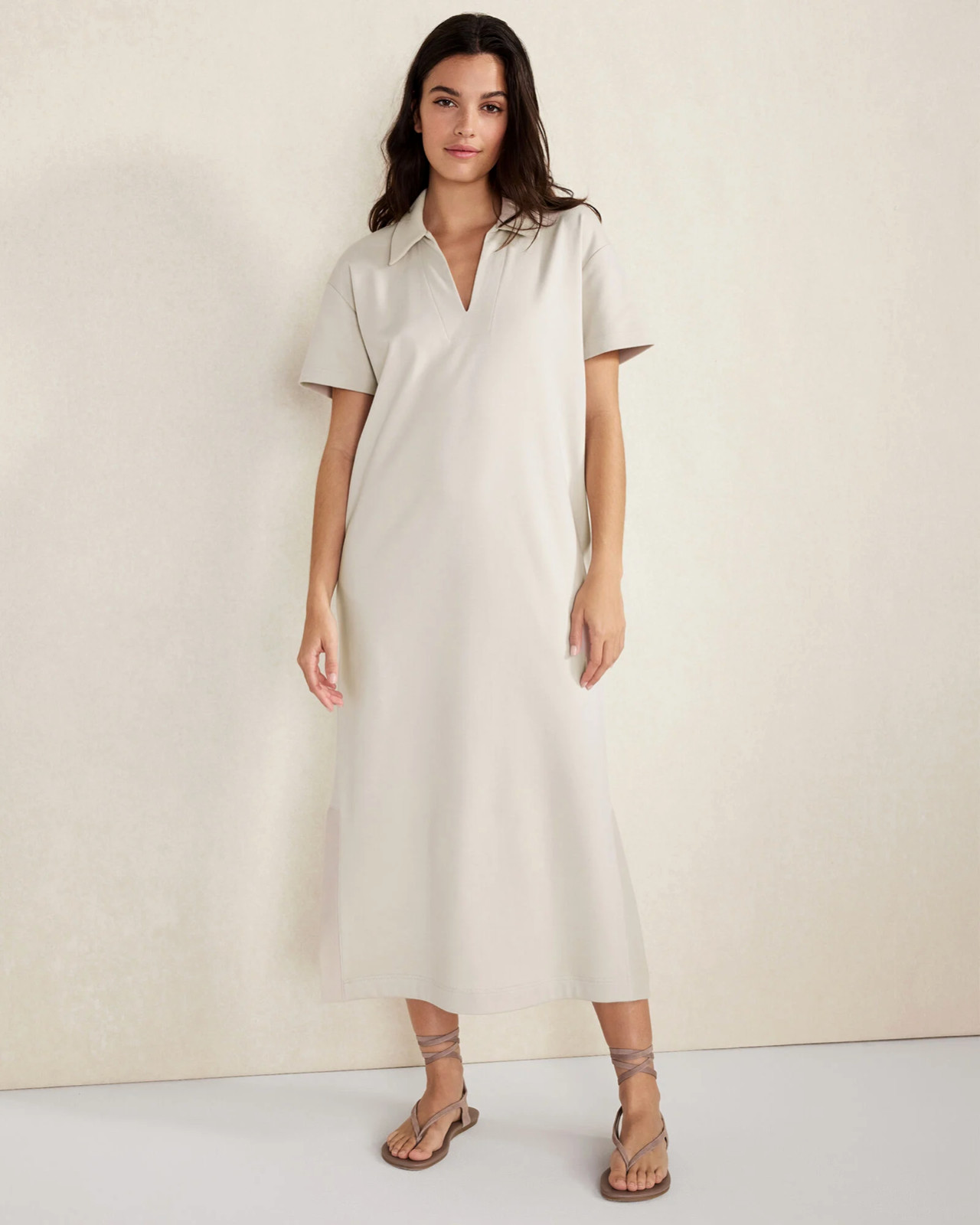 HAVEN WELL WITHIN Womens $118 Organic Cotton Collared Interlock Midi Dress XXL