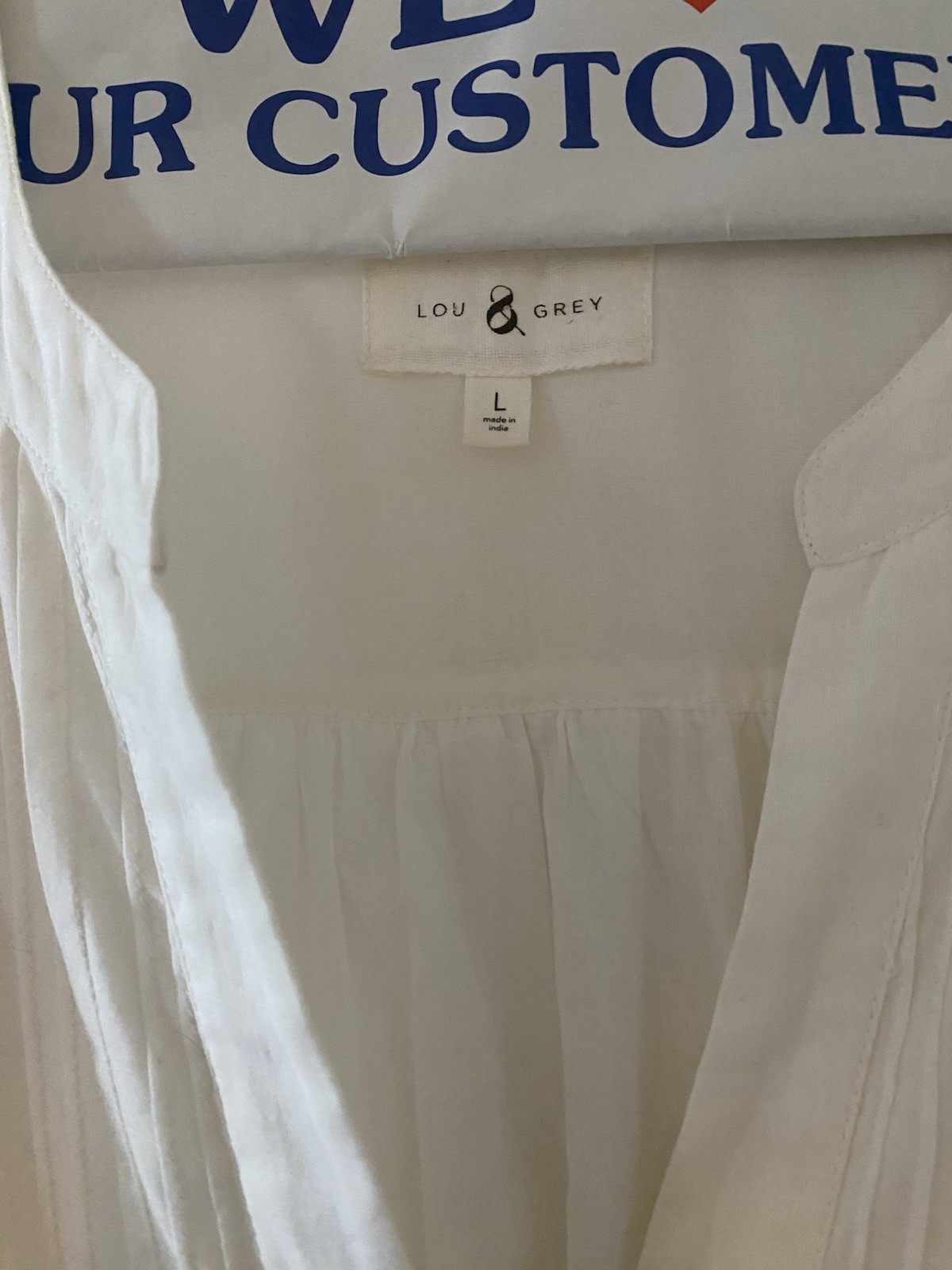 Lou & Grey Women’s White cotton Solid Long Sleeve tunic – with pleats size L