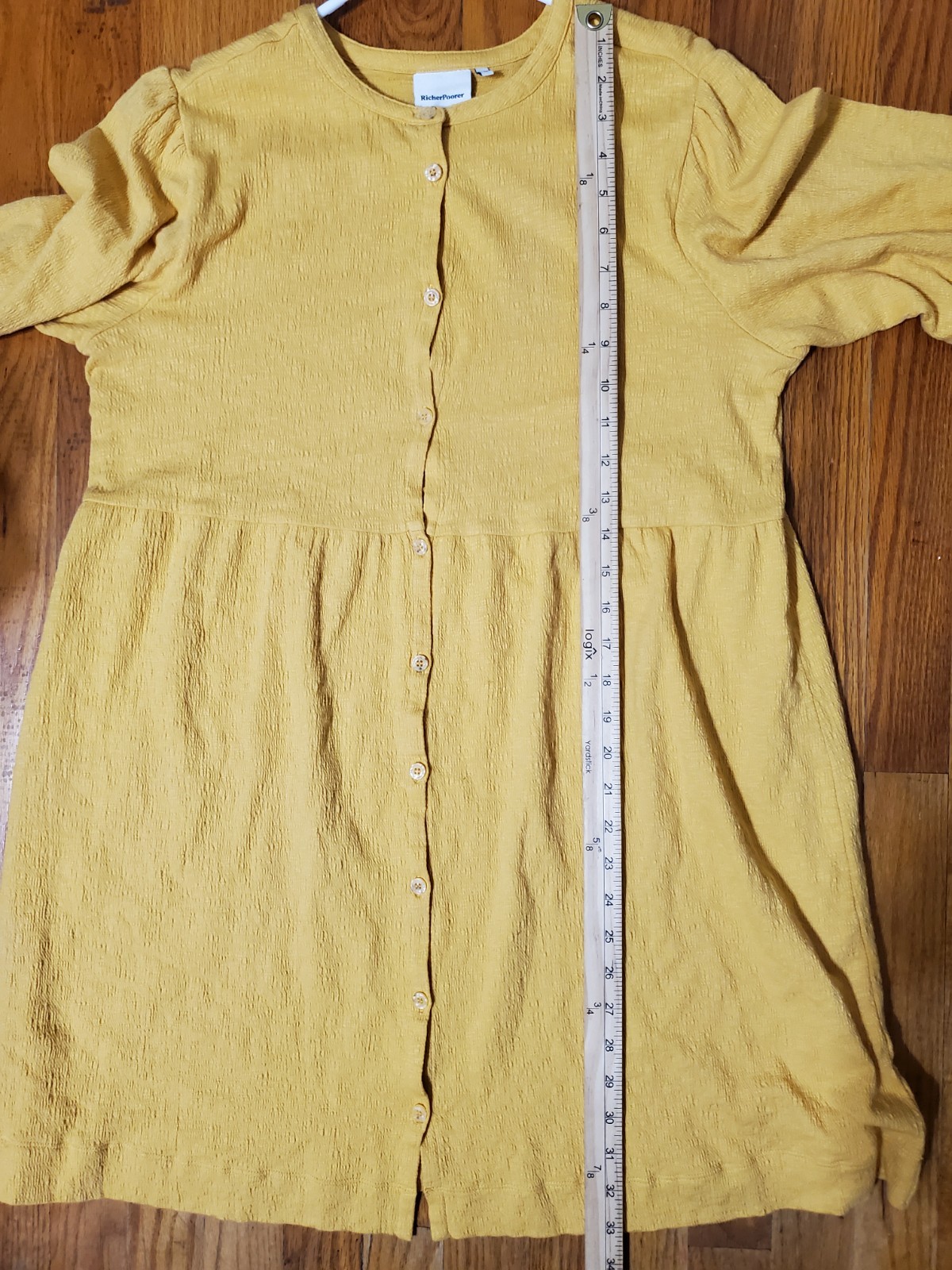 Richer Poorer Cloud Weave Button Up Dress Womens Medium Yellow Lightweight Sun