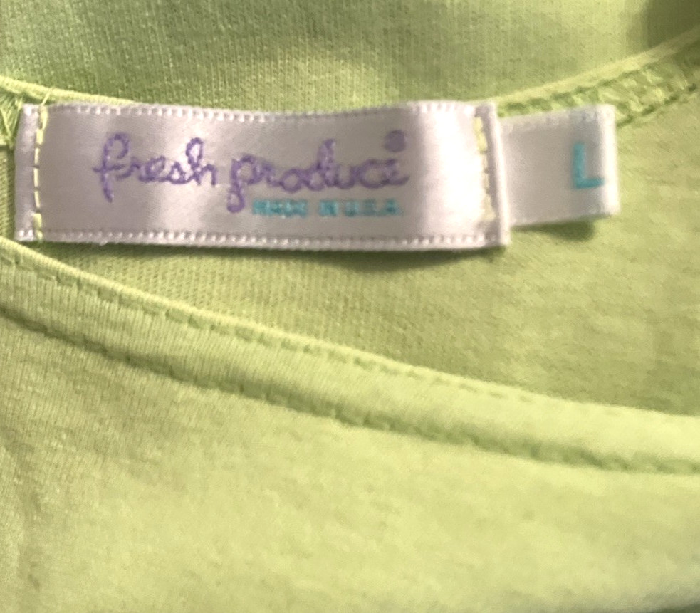 Fresh Produce LARGE cotton Green Tank Dressw/Pocket Flowers Comfort Beachy EUC