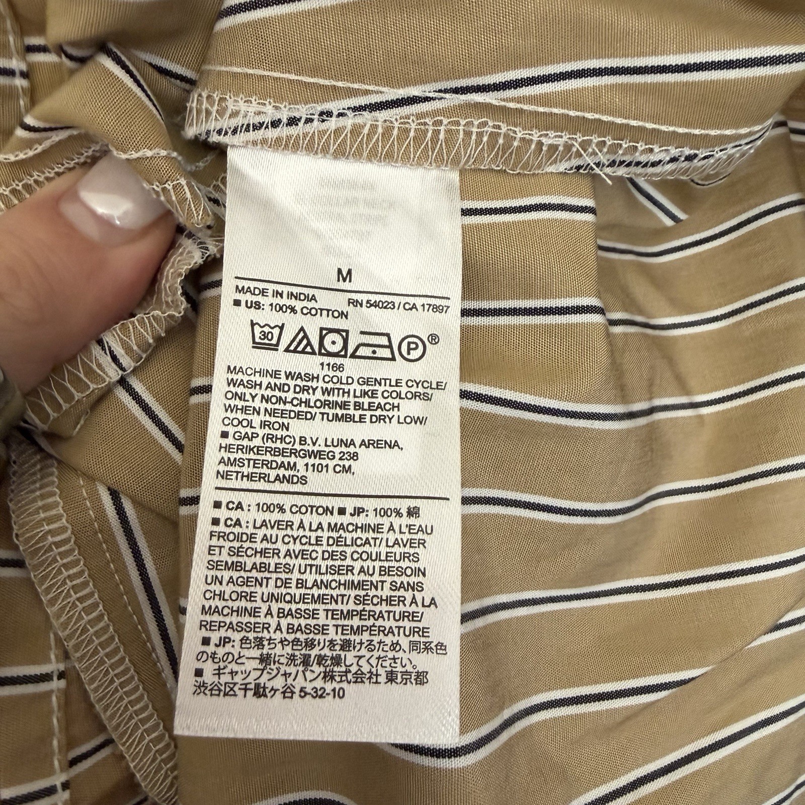 NWT Banana Republic Poplin Striped Mini Dress Tan M