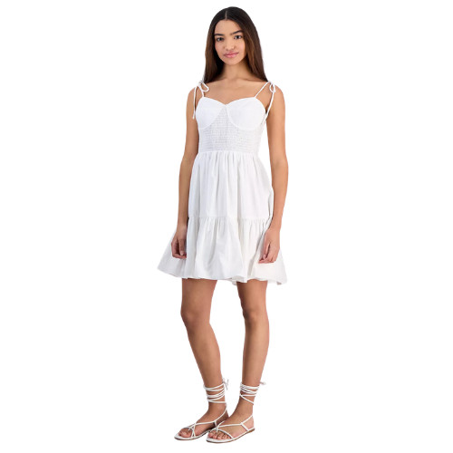 14th Place White Cotton Mini Sundress Juniors Size XL Fit Flare Ribbed NWT