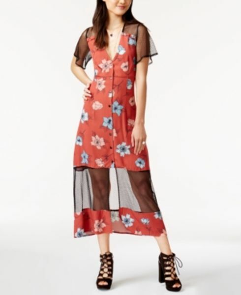 Mink Pink Women’s Mesh-Inset Maxi Dress, Size Small, 2ZR-B2,bs