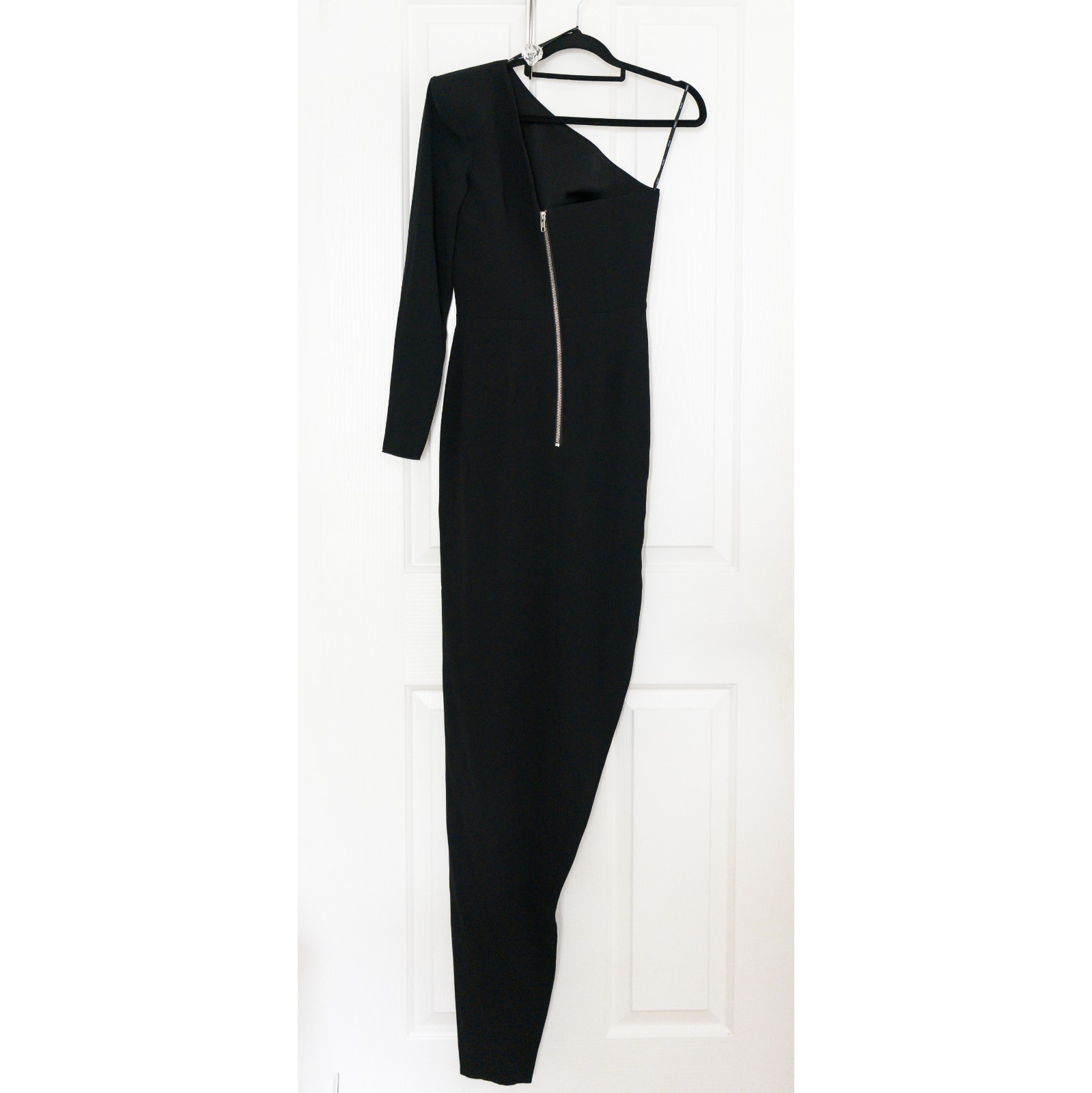 Alex Perry Jolie Dres – Size AU 6 Black One Shoulder Long Sleeve Asymmetric Gown