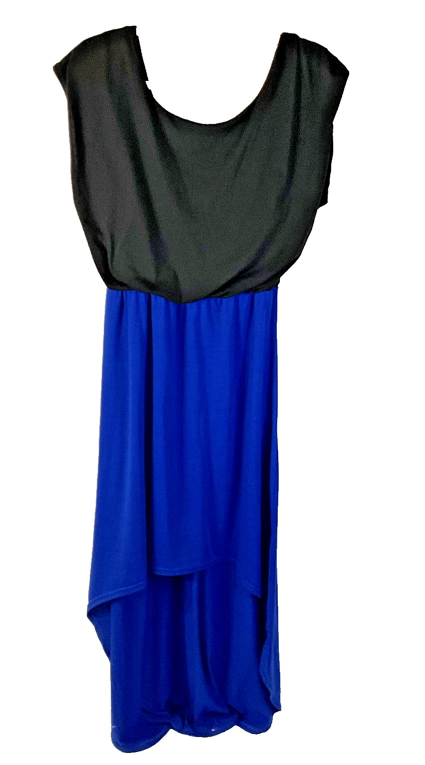 Sauci Black Blue Sleeveless Hi-Low Dress Size S Stretch Pullover