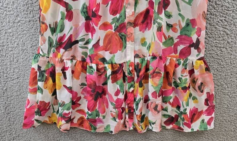 Julia Jordan Floral Flutter Sleeve Dress Women’s Large Ivory Multicolor