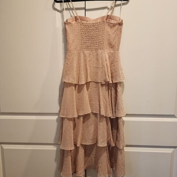 NWOT Yumi Kim – S – Lurex Swiss Dot Bluck Midi Dress pink