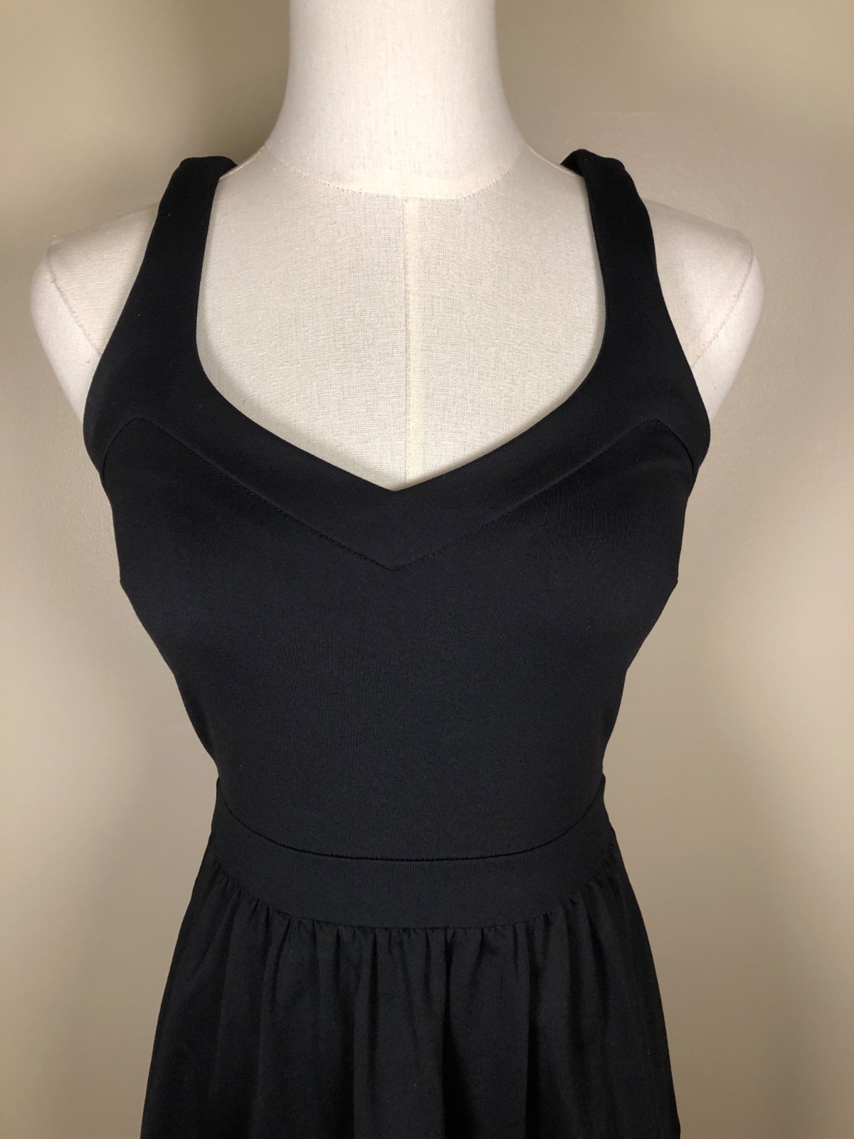 Cynthia Rowley Black Sleeveless Fit & Flare Dress With Gold Back Zipper Size XS