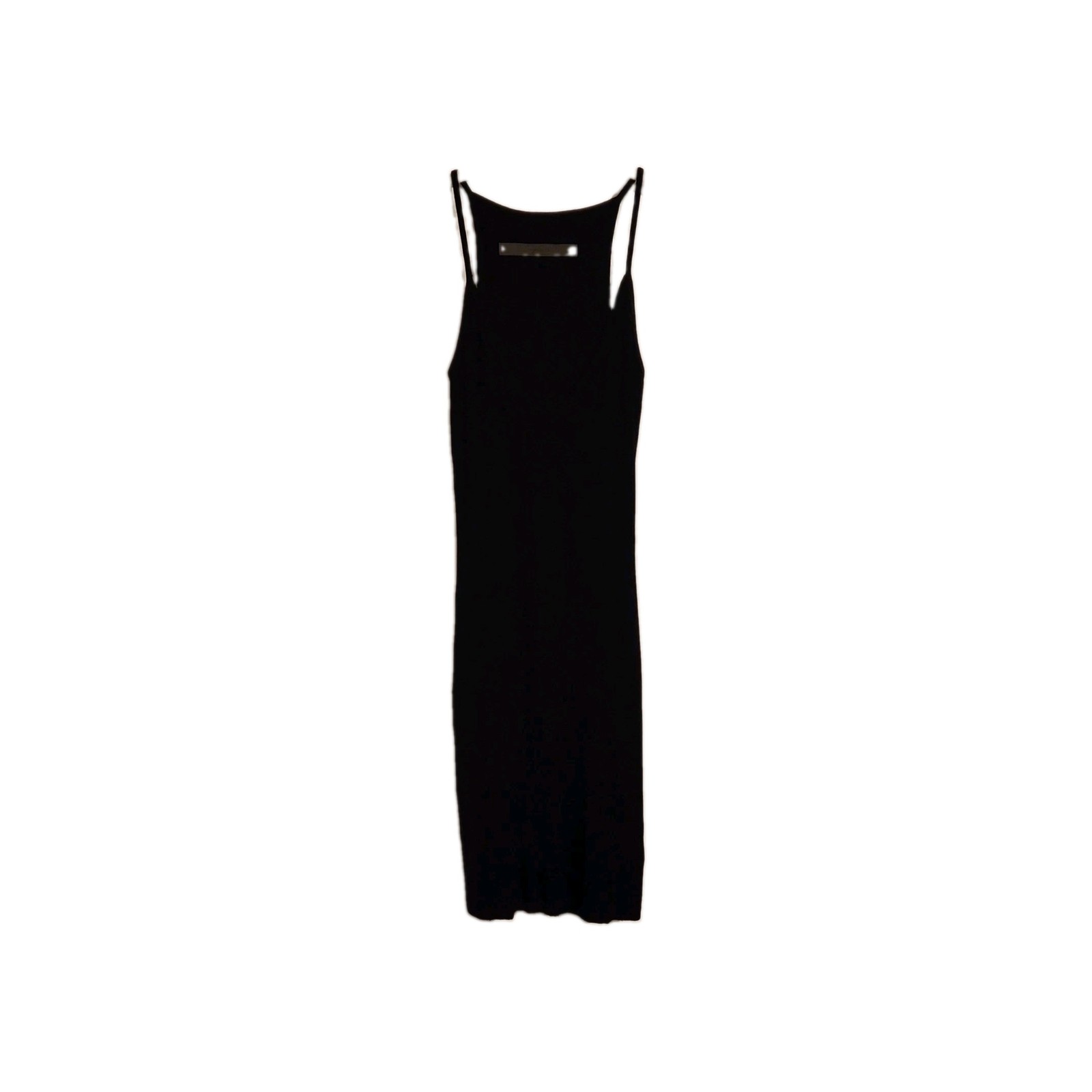 Enza Costa Black V-Neck Knit Strappy Bodycon Midi Dress S Viscose/Silk/Lycra