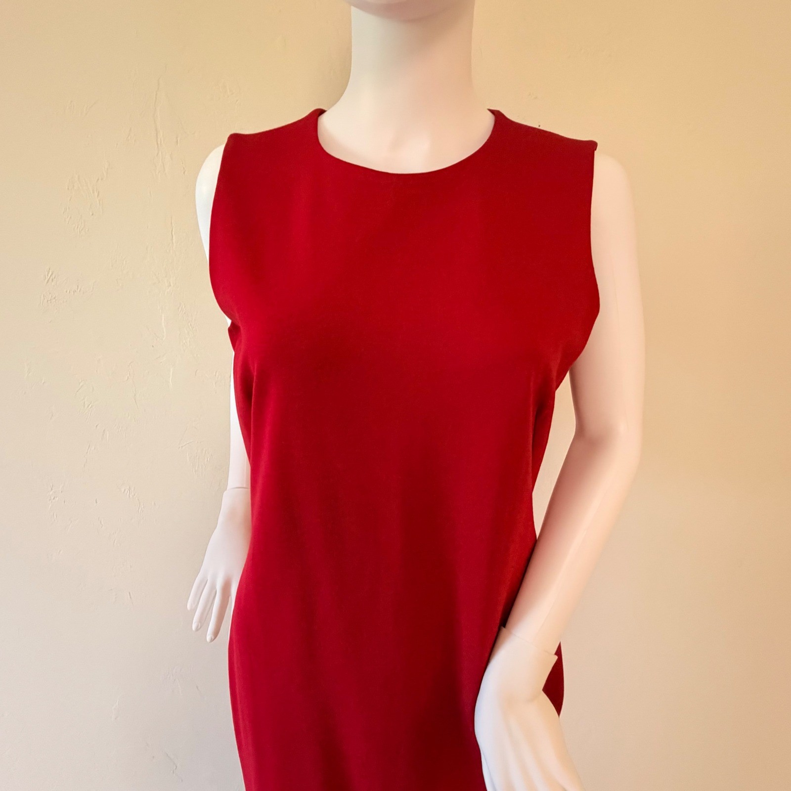 J.McLaughlin Devonshire Dress Holiday Red Sleeveless Sheath Midi Womens Size M