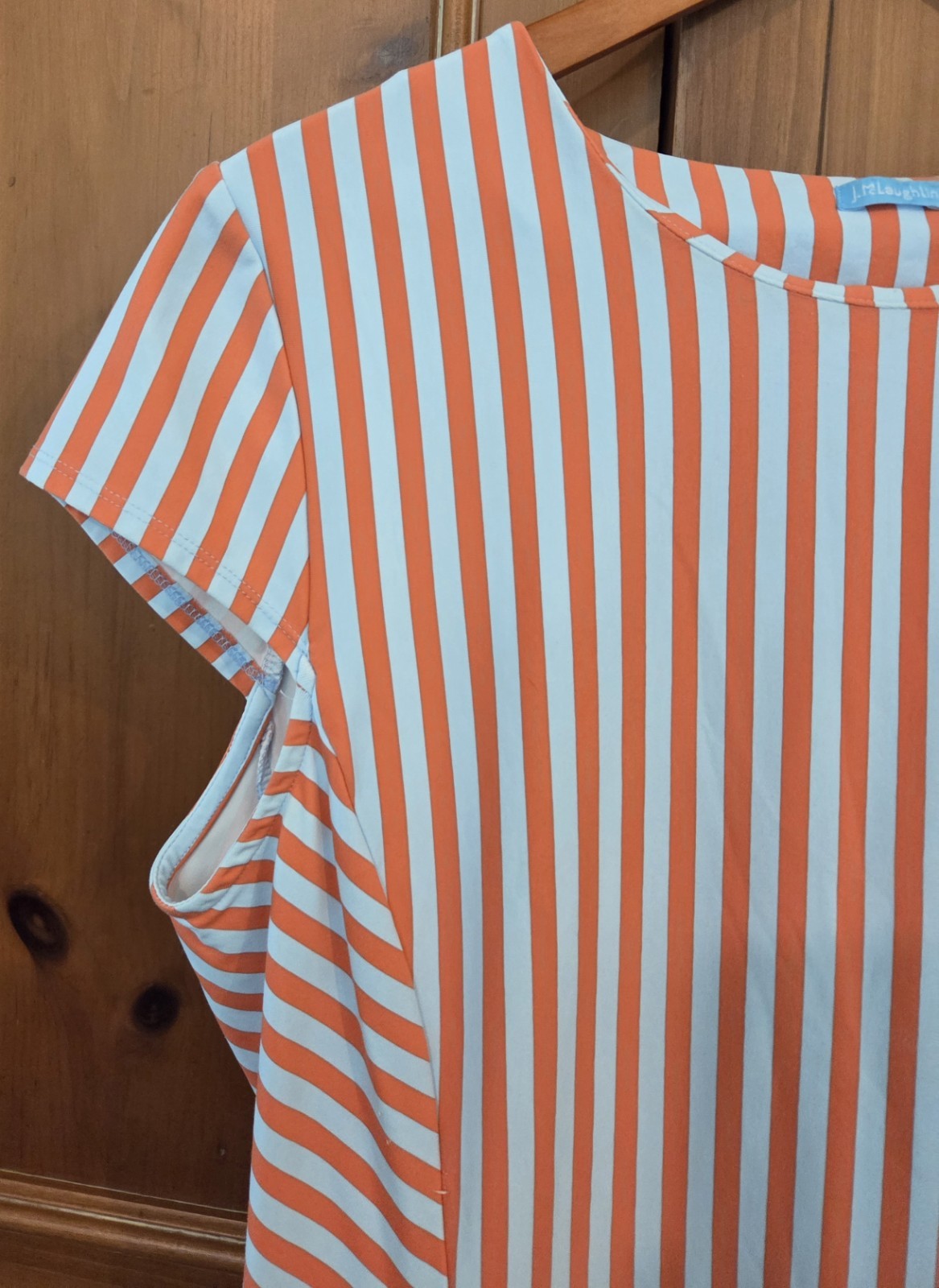 J McLaughlin Womens Orange/Lt. Blue Striped Helena Catalina Jersey Dress XL