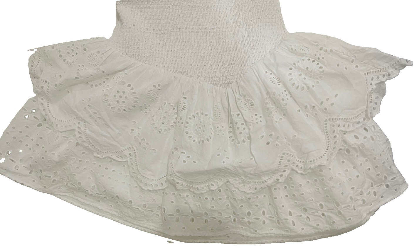 LoveShackFancy Jayce Broderie Anglaise Mini Dress Antique White Small $485