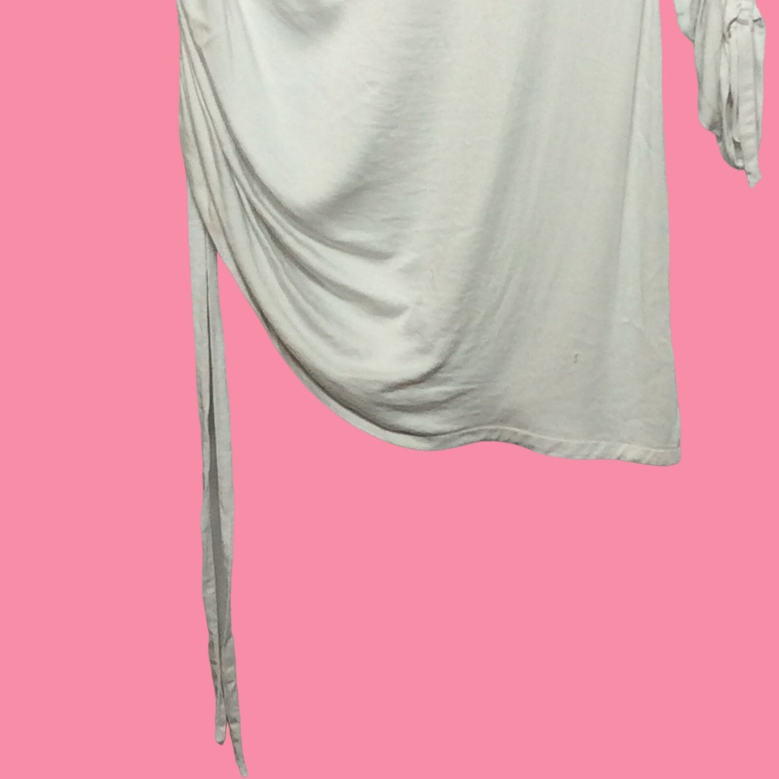 READ Young Fabulous & Broke Asymmetrical Long Sleeve Bodycon Dress L White/Cream