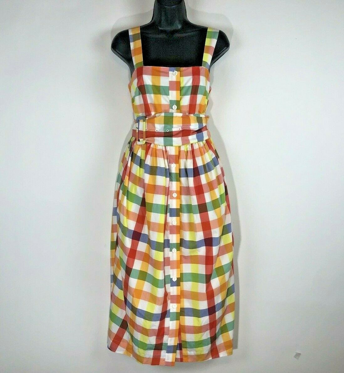Christopher John Rogers Target Dress Midi Sz 0 Plaid Wide Strap Tie Waist New