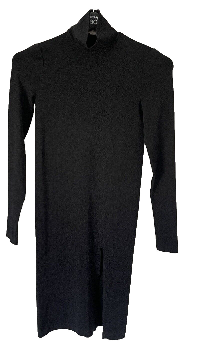 Wolford Black Midi Long Sleeve Turtle Neck Pullover Dress Stretch Womens Size XS