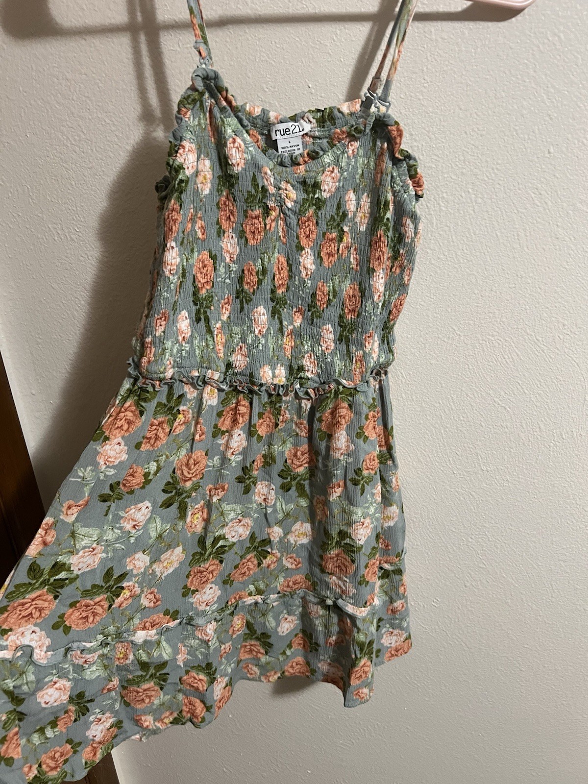 Rue 21 Green Floral Removable Straps Size Large Elastic