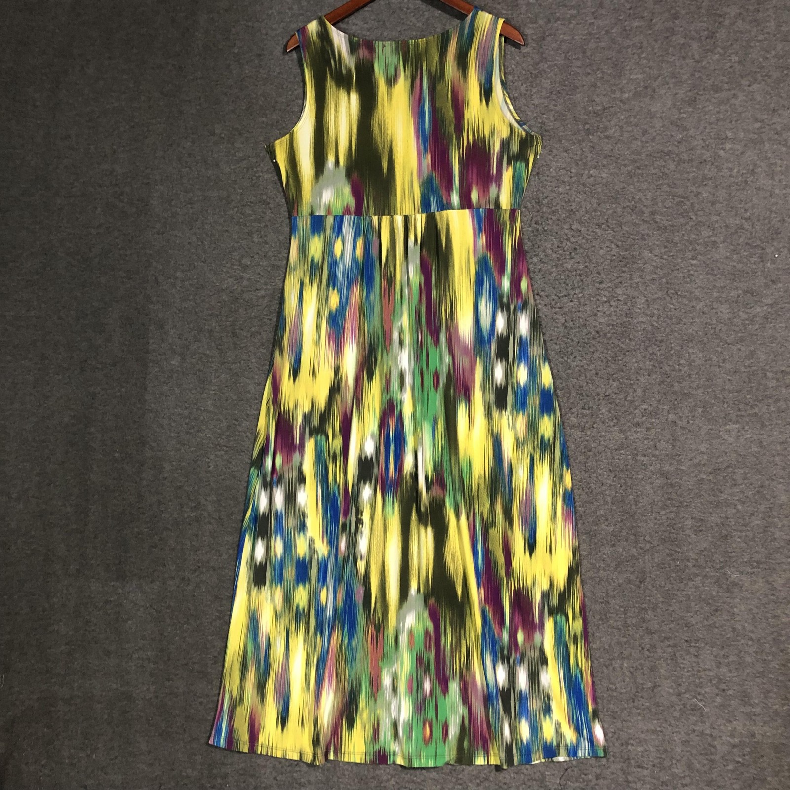 Elementz Dress Womens M Multicolor Abstract Maxi Wrap Jersey Sleeveless Travel