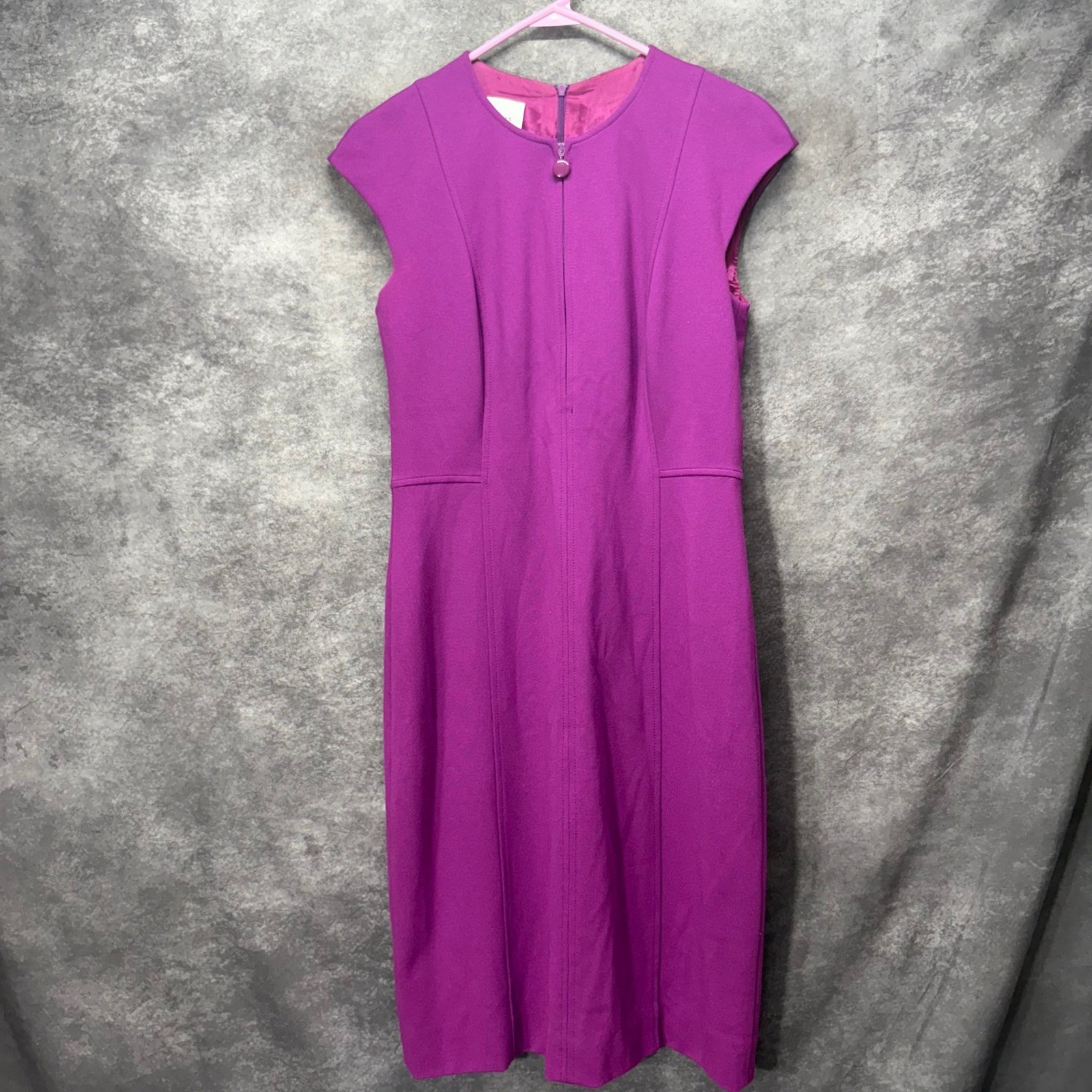 Akris Punto Magenta Fuchsia Cap Sleeve Sheath Dress US 10 Ponte Knit READ
