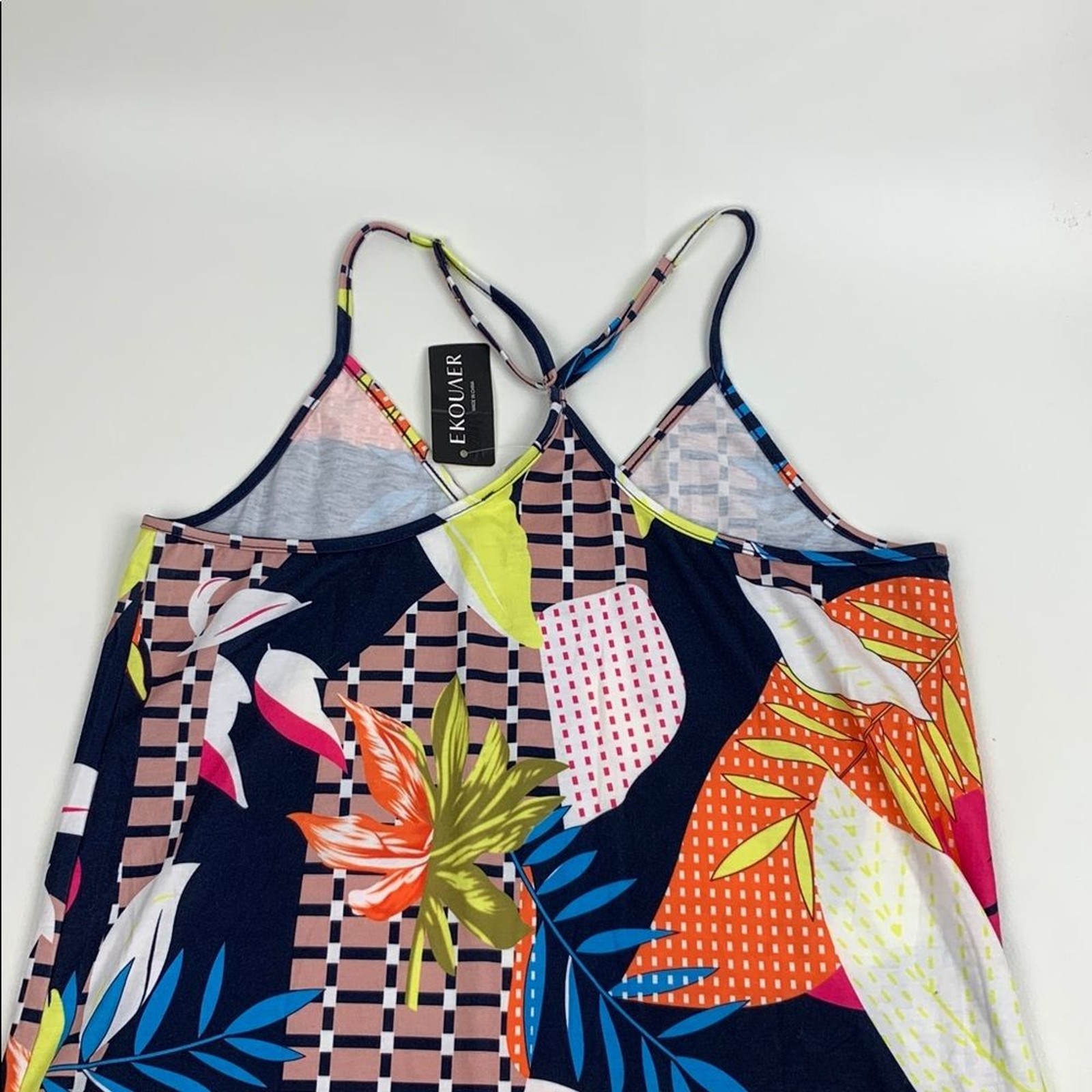 Ekouaer Colorful Sleeveless Tank Patterned Top Dress Racerback Size Small NEW