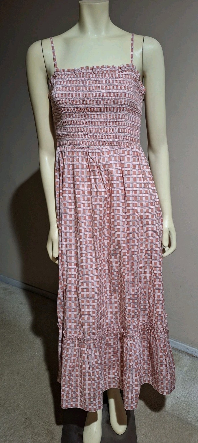 Cleobella Bellini Plaid Smocked Magnolia Ankle Dress M NEW $288