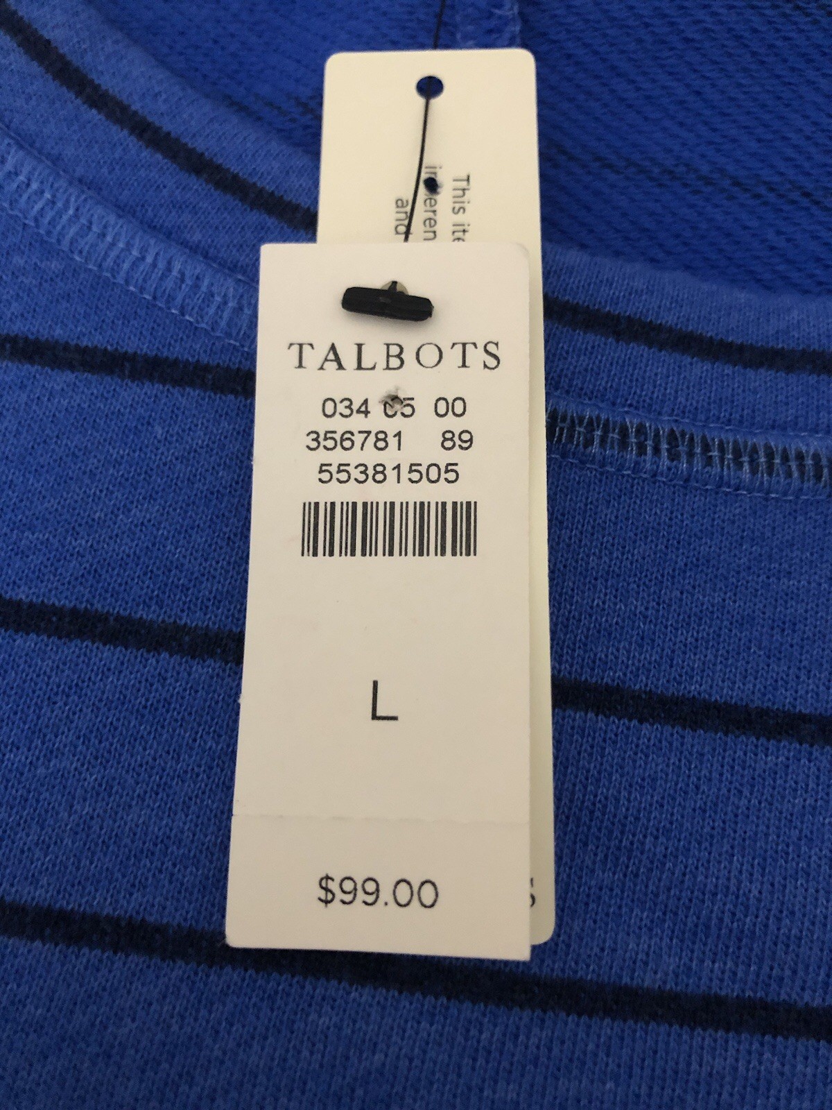 NWT Talbots Royal Blue Navy Striped Maxi Dress Women’s Size Large