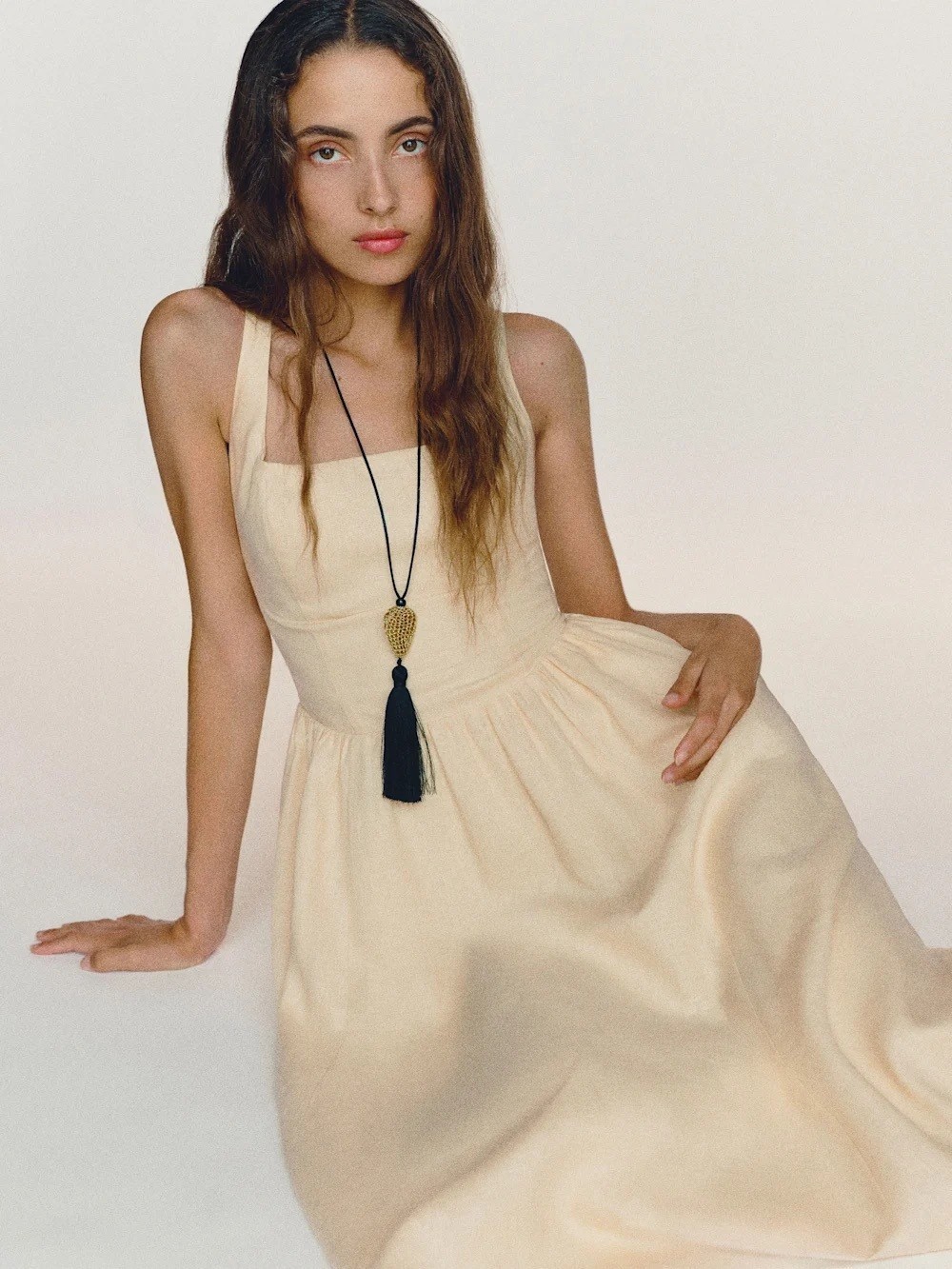 NEW Reformation Janu Square Neck Midi Linen Dress Sugar Light Yellow US 0 UK 4