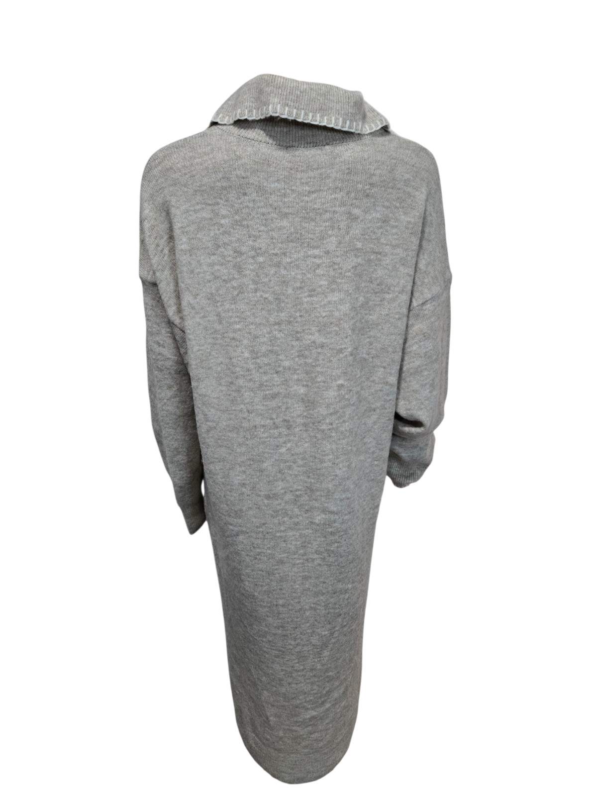 1. State large heathered tan long sleeve collared sweater dress
