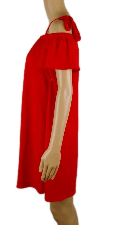 NWOT Green Envelope Solid Red Off the Shoulder Shift Dress Women’s Size Medium
