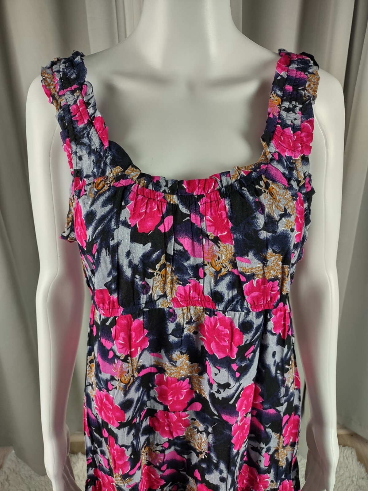Karin Stevens Women’s Pink, Gray, Black Floral Sleeveless Midi Dress Size 6