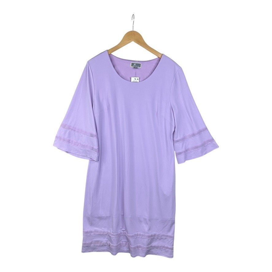 NEW Jm Collection Womans Mesh Inset Neck Dress Purple Petite XL