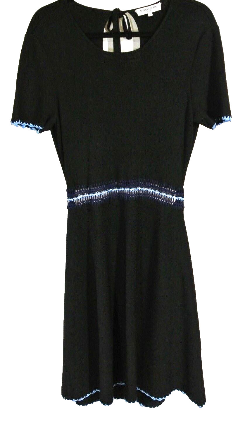 NEW Opening Ceremony Open-Back Short-Sleeve Dress in Black – Size M #D512