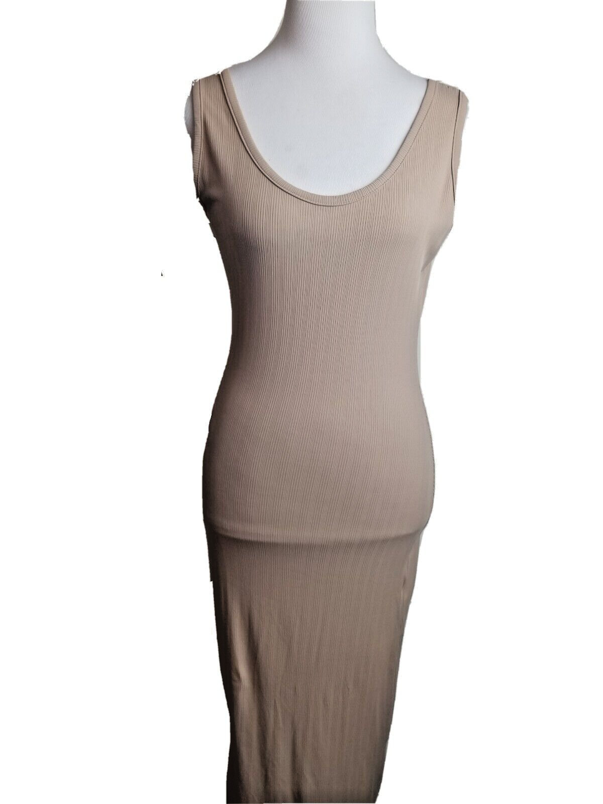 Range PARIS MAXI DRESS womens xs FULL LENGTH long beige FRANCE ribbed tight slit